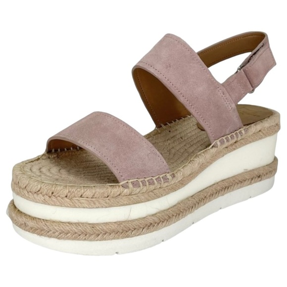 Marc Fisher Shoes - Marc Fisher LTD Platform Sandals 7.5M Gallia Pink Suede Jute Wrapped Slingback